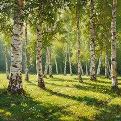 smooth rows of birch trees