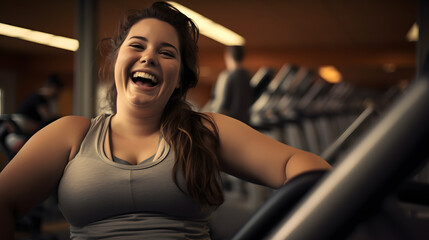 A stylish woman radiates confidence and joy as she poses for the camera, her smiling face framed by her sporty clothing and relaxed posture