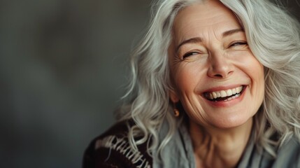 Beautiful gorgeous 50s mid aged mature woman looking at camera isolated on white. Mature old lady close up portrait. Healthy face skin care beauty, middle age skincare cosmetics, cosmetology concept - obrazy, fototapety, plakaty