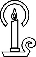 Candle in holder icon in line style. isolated on transparent background represent the traditions and symbol of the Easter season Candles in candlesticks burning Candlelight flame vector for apps, web