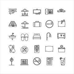hotel icon set. line icon collection. Containing icons