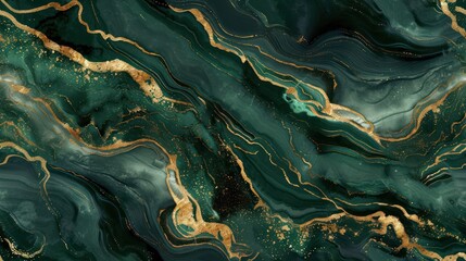 seamless pattern of golden marble and green emerald colors