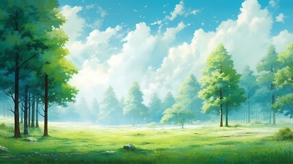 Fototapeta premium Forest landscape, exotic foggy forest