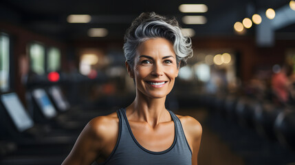 Fototapeta premium A fashionable woman radiates joy as she confidently smiles at the camera, showcasing her stylish clothing and captivating human face