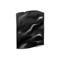 Black latex fabric, 3D rectangular satin or silk cloth with wrinkles texture vector illustration