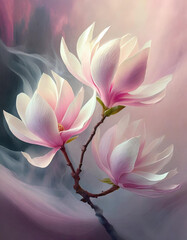 Piękne wiosenne magnolie, dekoracja generative ai - obrazy, fototapety, plakaty