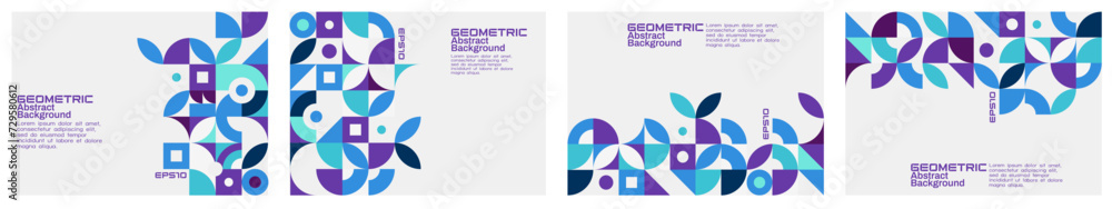 Poster set of the template with trendy abstract geometric on border position and space for text. modern geo