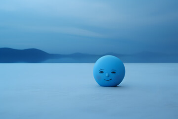 The 'Blue Monday' concept portrayed by a poignant emoji on a tranquil light blue setting.  Generative AI,