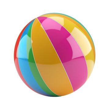 3D Render Colorful Inflatable Summer Ball isolated on transparent background