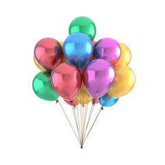 3d rendering Colorful balloons isolated on transparent background