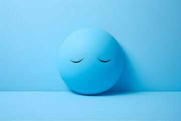 The mood of 'Blue Monday' conveyed through a somber emoji on a gentle light blue backdrop  Generative AI,