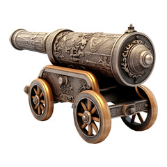 3D Rendering of a War Cannon on Transparent Background - Ai Generated