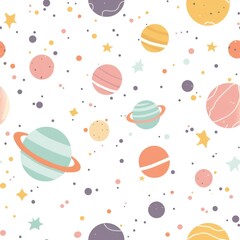 a minimalistic planets pattern, pastel color,