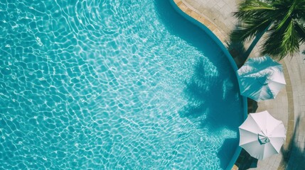 Swimming pool with top view, vacation concept. AI tools