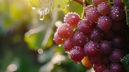 Glistening grapes with water droplets