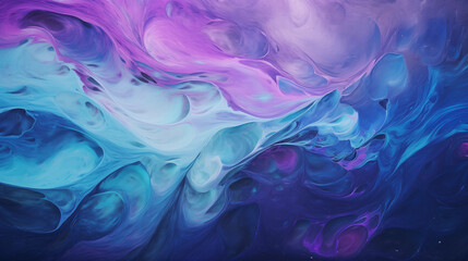 Fototapeta na wymiar Abstract art ocean and swirls of marble background in dark indigo green and purple 