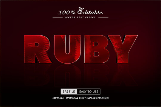 Ruby red text effect editable elegant text reflec style