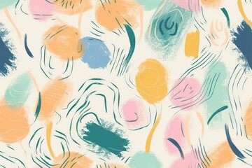 Abstract pastel colors grace this random hand-drawn pattern background. 