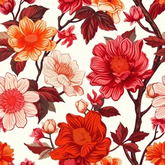 Tuinposter Seamless floral background with vintage colors, featuring minimalist flower patterns. © Matthew