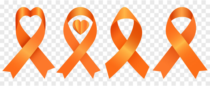 Conjunto de cinta o list&oacute;n naranja conmemorando el d&iacute;a Internacional de la Eliminaci&oacute;n de la Violencia contra la Mujer, d&iacute;a naranja 25 de noviembre
