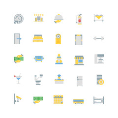 hotel icon set. flat color icon collection. Containing icons