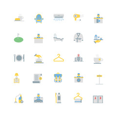 hotel icon set. flat color icon collection. Containing icons