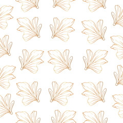 Elegant golden pattern. golden leaves on a white background. Card template, wedding invitation banner with spring flowers. Vector graphics