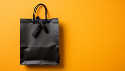 Yellow paper bag with handle, perfect for shopping and gifting generated by AI