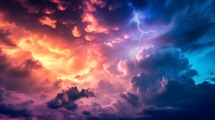 Anxiety Storm: Turbulent Sky with Lightning, Depicting Unpredictable Episodes - obrazy, fototapety, plakaty