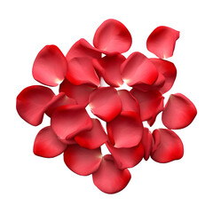 3D Rendering of a Red Rose Petals on Transparent Background - Ai Generated