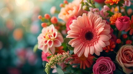 A close-up of a fresh flower bouquet, highlighting botanical beauty