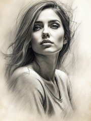 Portrait of a girl drawn in pencil