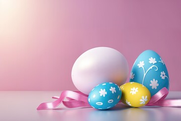 Fototapeta na wymiar Easter eggs on pastel background.
