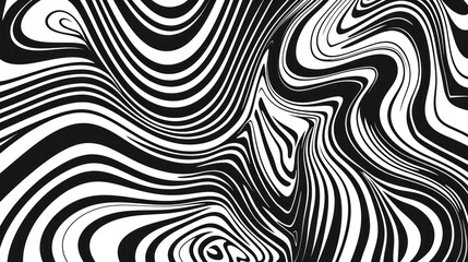 Black and white 2d liquid background with waves, swirls, and twisted pattern