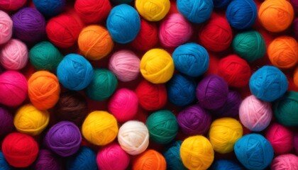 Colorful wool balls background 