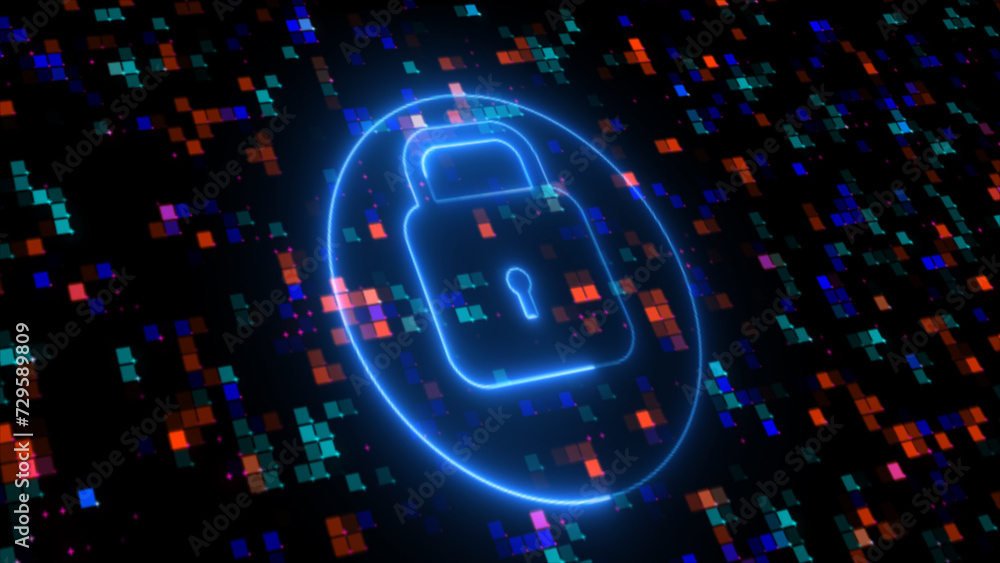 Poster visionary cyber security encryption technology to protect data privacy . technology background.