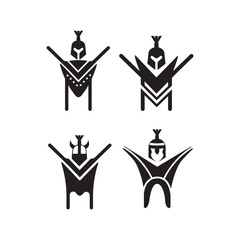 spartan helmet logo template medieval helmets.  head armor  fighter protective elements flat style. Vector   head helmet illustration