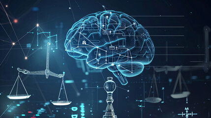 Fototapeta premium digital illustration of brain, brain hologram