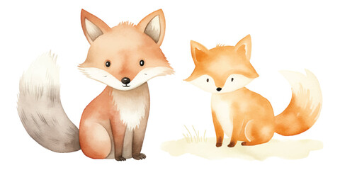 watercolor of fox vector illustration