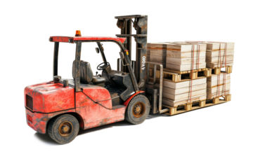 Forklift for working in warehouse isolated on white. Electric loader for loading goods