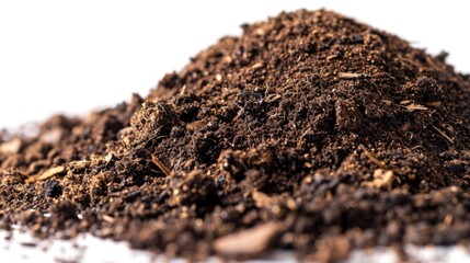 Brown Earth Mound - Close-up View on a White Background