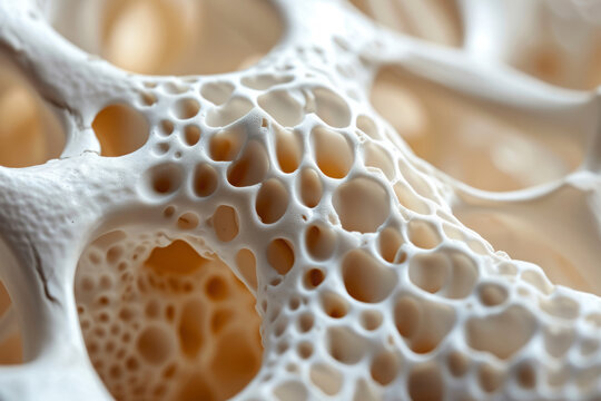 Bone structure, macro shot. Spongy texture of human body bone tissue, Internal organs