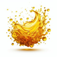 yellow oil splash isolated on white background