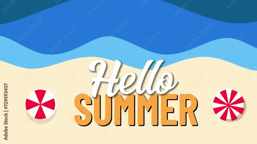 Poster hello summer design animation text video background