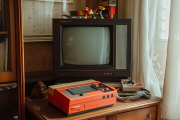 Old TV on Wooden Dresser