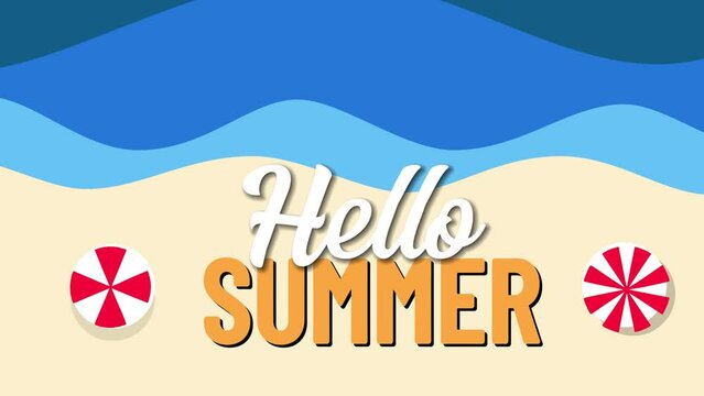 hello summer design animation text video background