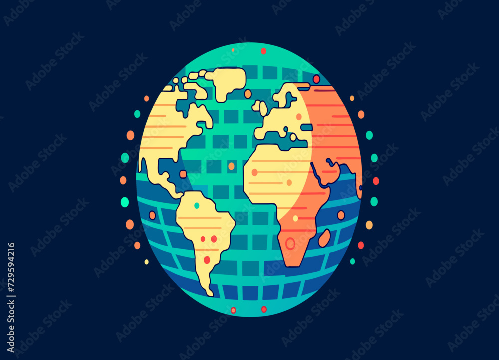 Poster a digital globe made up of binary code, representing the interconnectedness of the digital world. ve