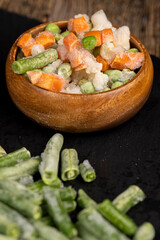 a mixture of frozen vegetables for cooking