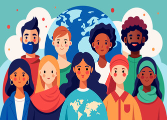 A diverse group of activists advocating for social justice worldwide. vektor illustation