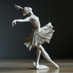 Elegant Porcelain Ballerina Showpiece with Detailed Dress and Pose on Dark Background